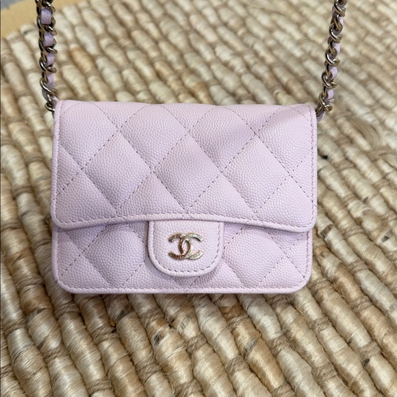 CHANEL Light Pink Quilted Mini Bag with Gold Chain - Picture 17 of 17